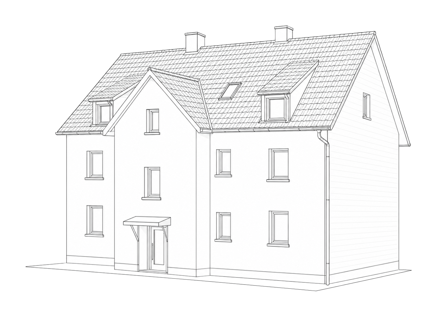 Architekturzeichnung des Wohnhauses der AM Immobilien – perspektivische Ansicht